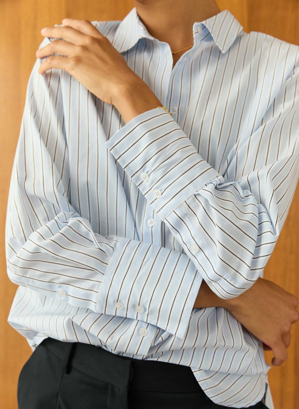 Rishma Organic Cotton Stripe Shirt - Blue, Black & White Stripe Baukjen