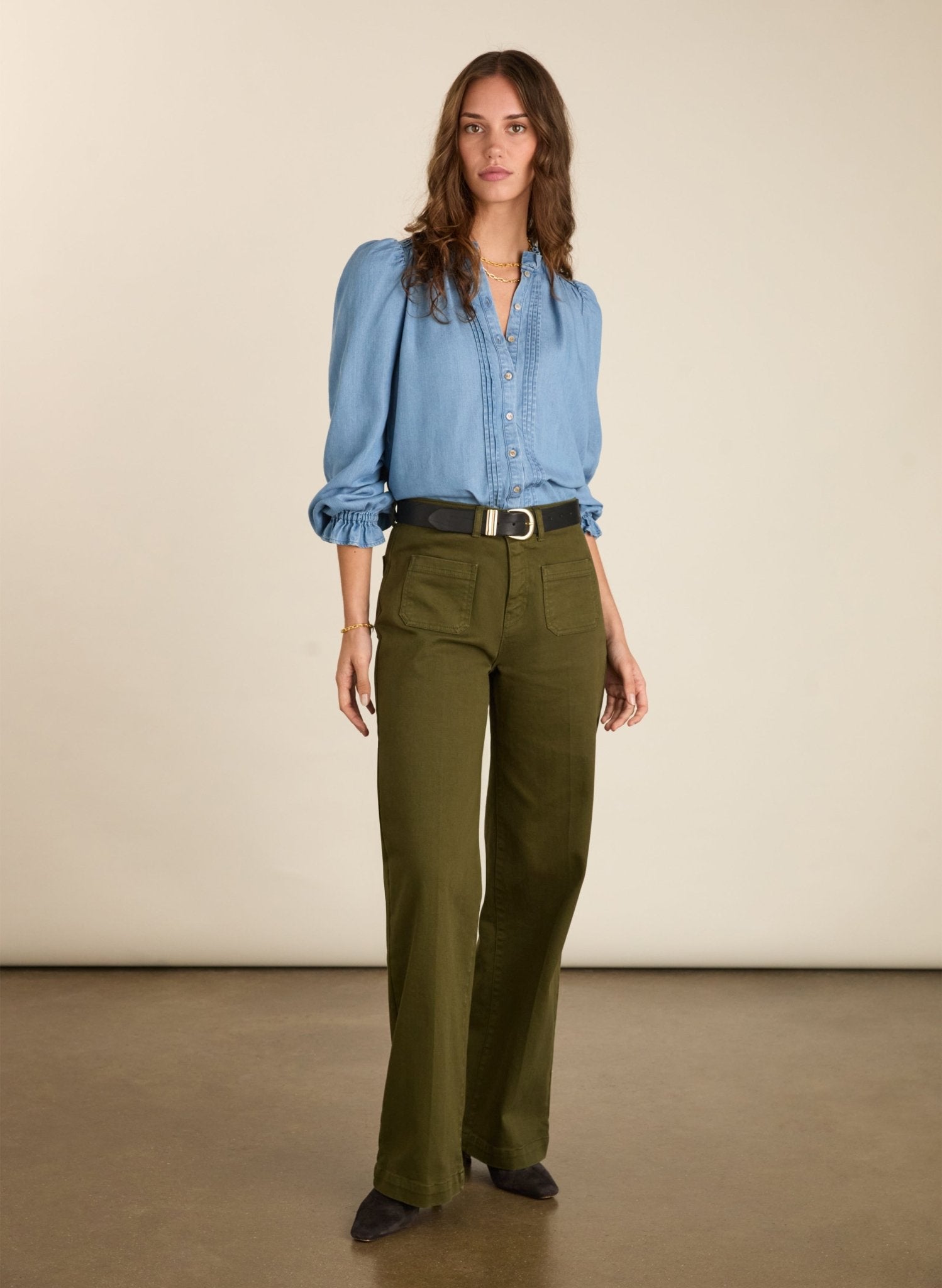 Robyn Organic Cotton Stretch Jeans - Dark Olive Baukjen