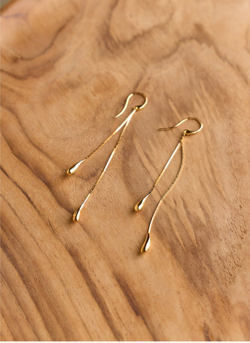 Rose Tear Drop Chain Earrings - One Size Baukjen