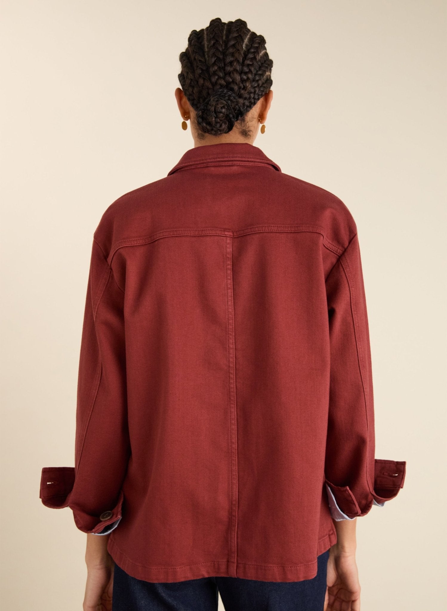 Rowan Organic Cotton Denim Utility Jacket - Terracotta Baukjen