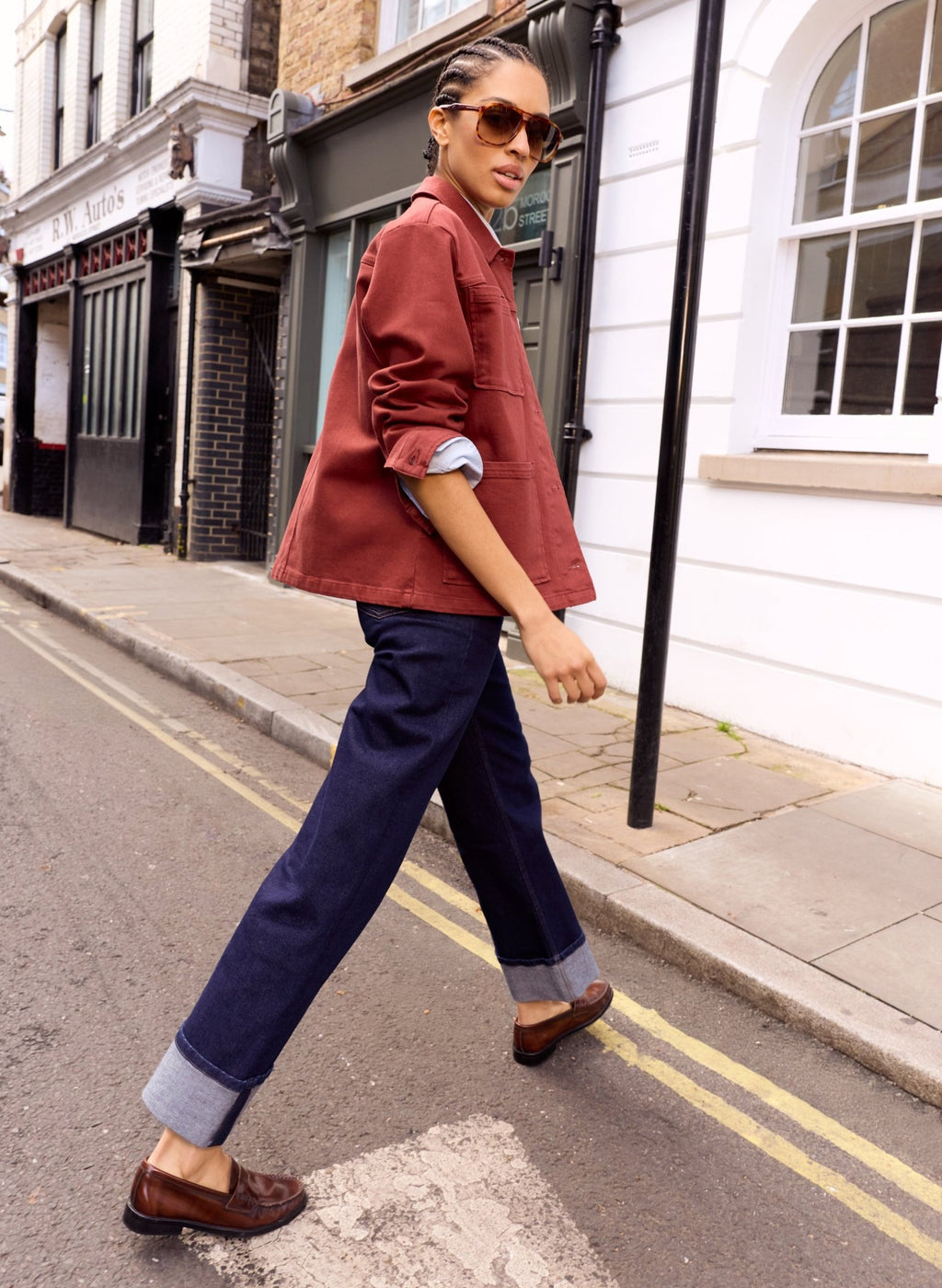 Rowan Organic Cotton Denim Utility Jacket - Terracotta Baukjen