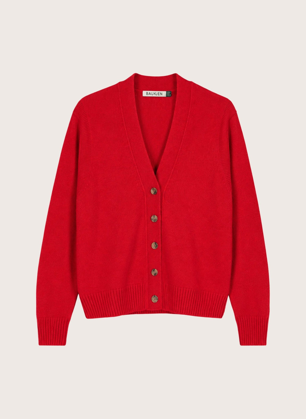 Ruth V-Neck Italian Wool Cardigan - Crimson Red Baukjen