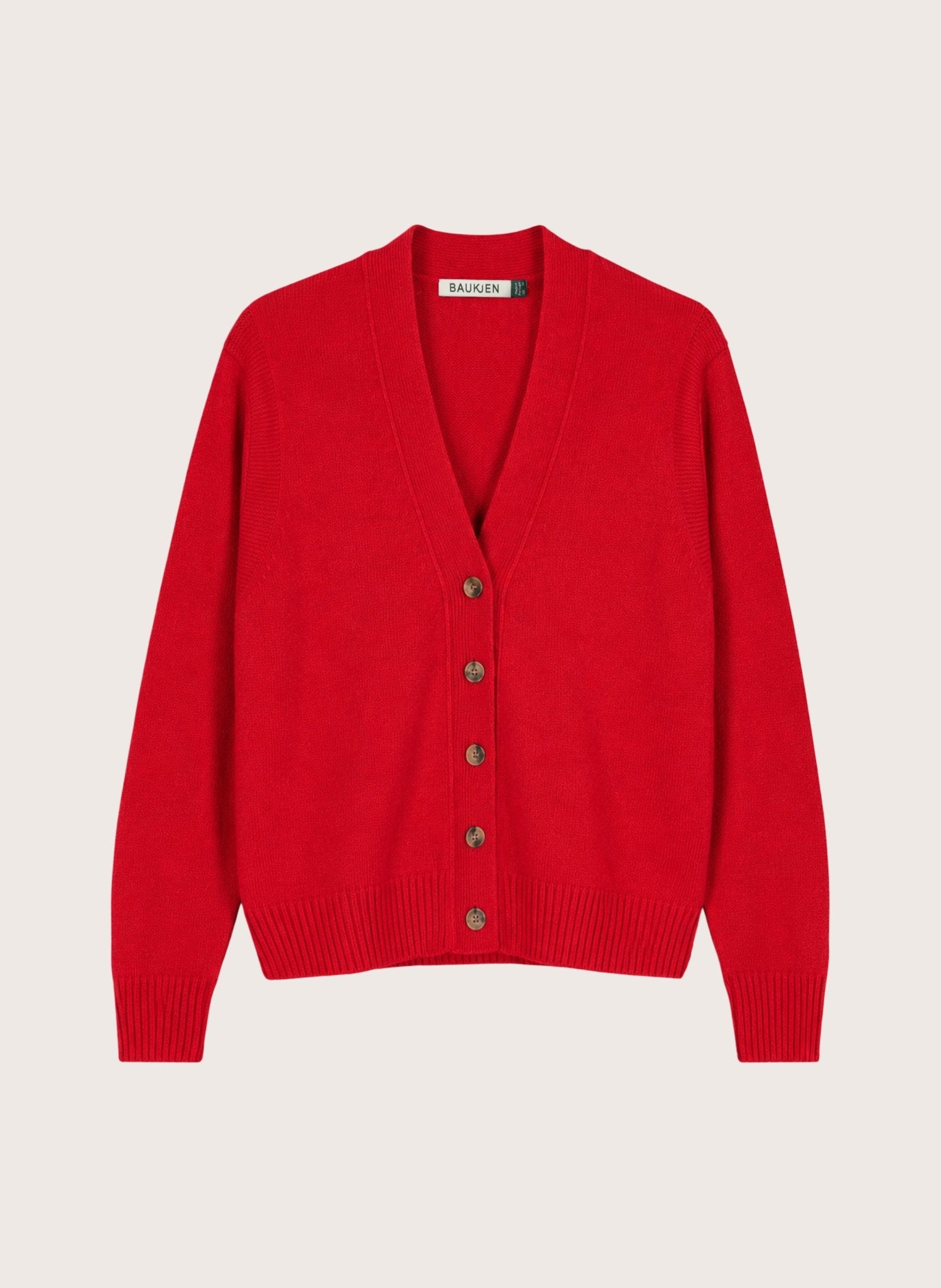 Ruth V-Neck Italian Wool Cardigan - Crimson Red Baukjen
