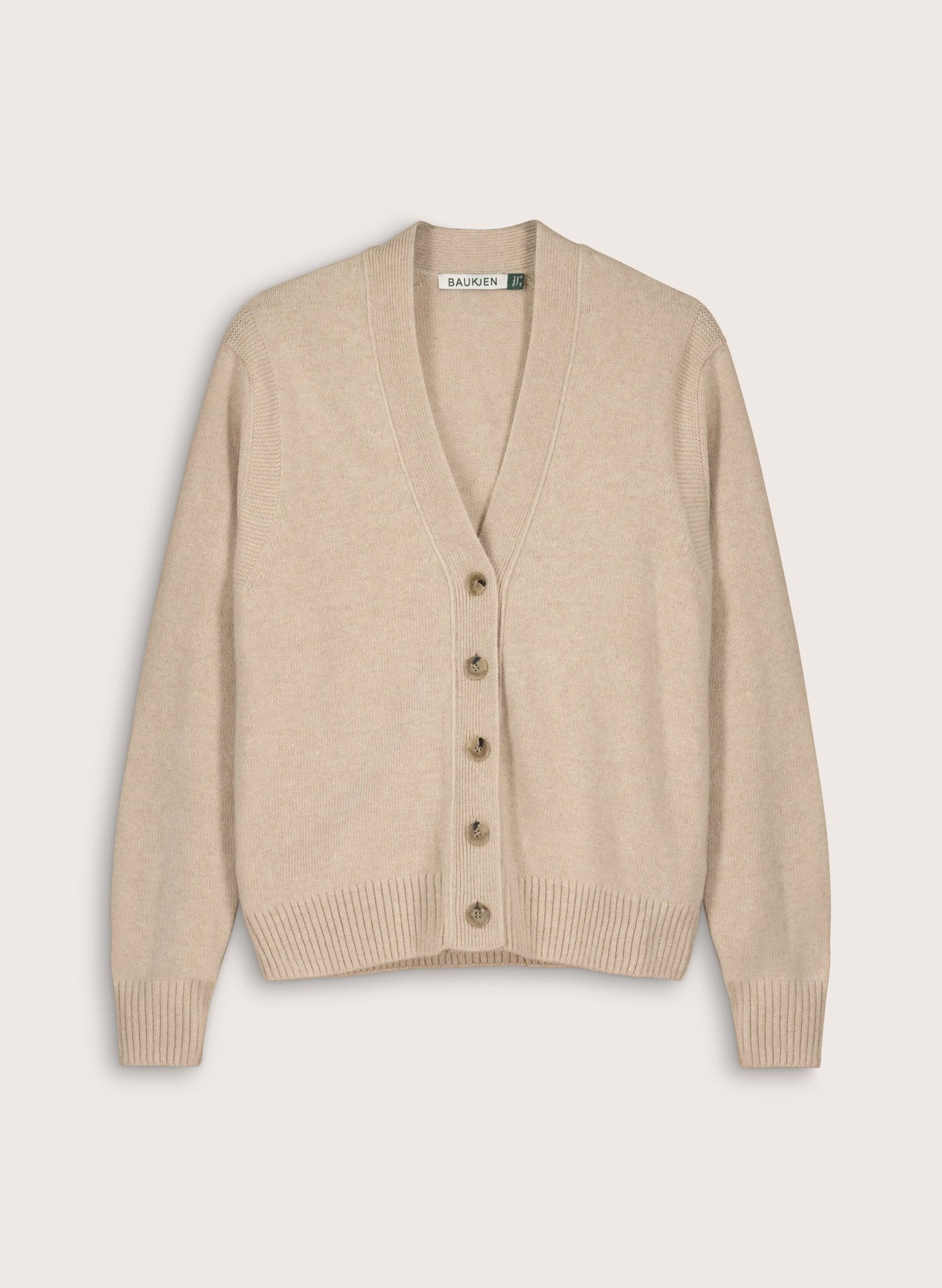 Ruth Wool with Cashmere V - Neck Cardigan - Sand Baukjen