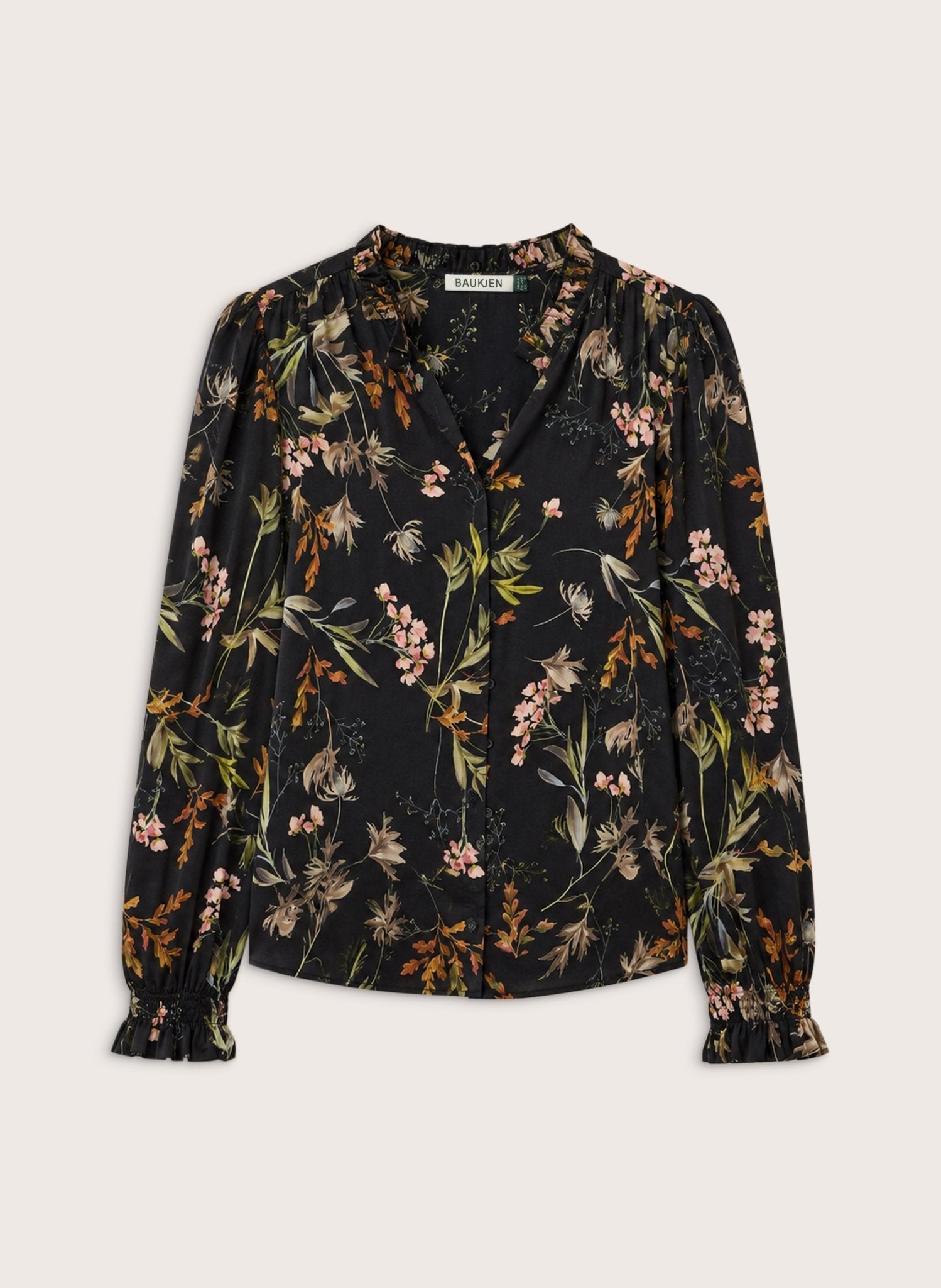Sabrina Puff Sleeve Blouse - Black Floral Baukjen