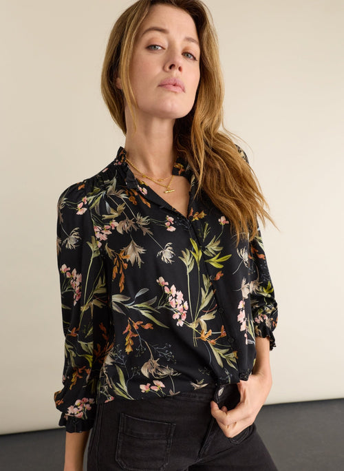 Sabrina Puff Sleeve Blouse - Black Floral Baukjen
