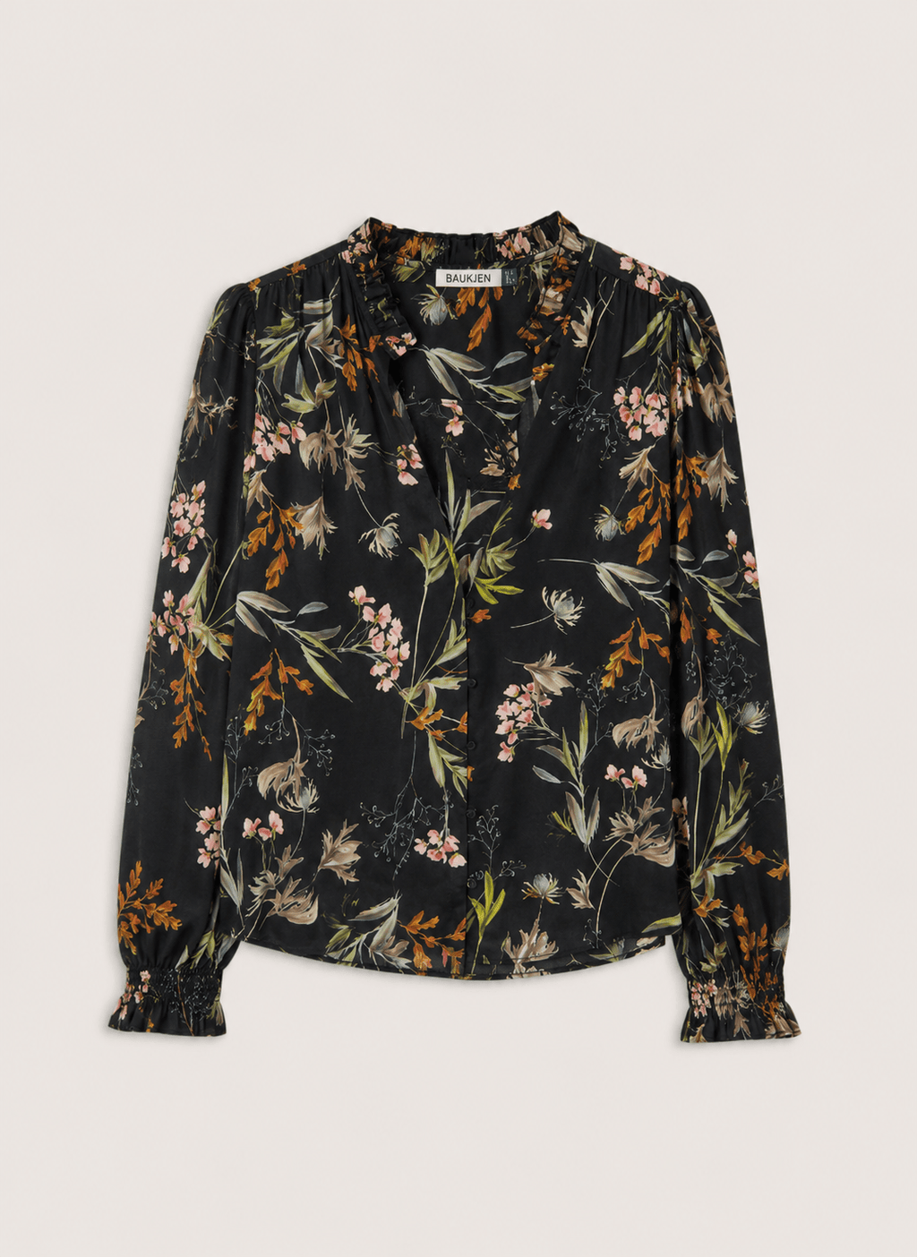 Sabrina Puff Sleeve Blouse - Black Floral Baukjen