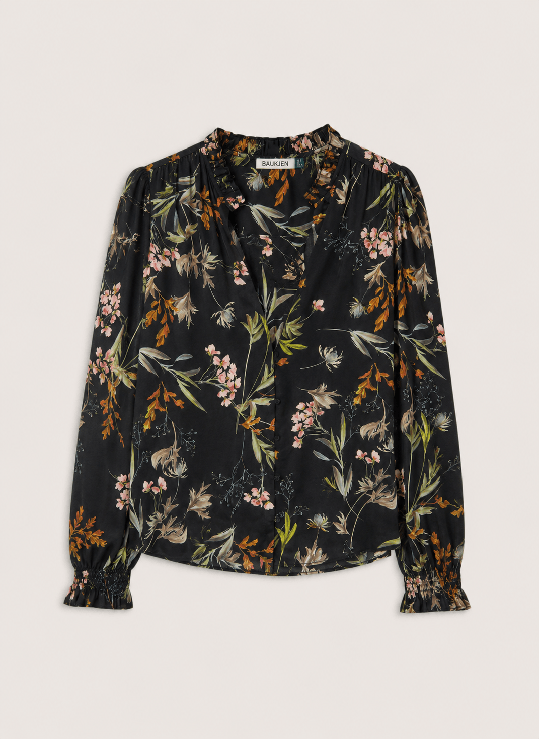 Sabrina Puff Sleeve Blouse - Black Floral Baukjen
