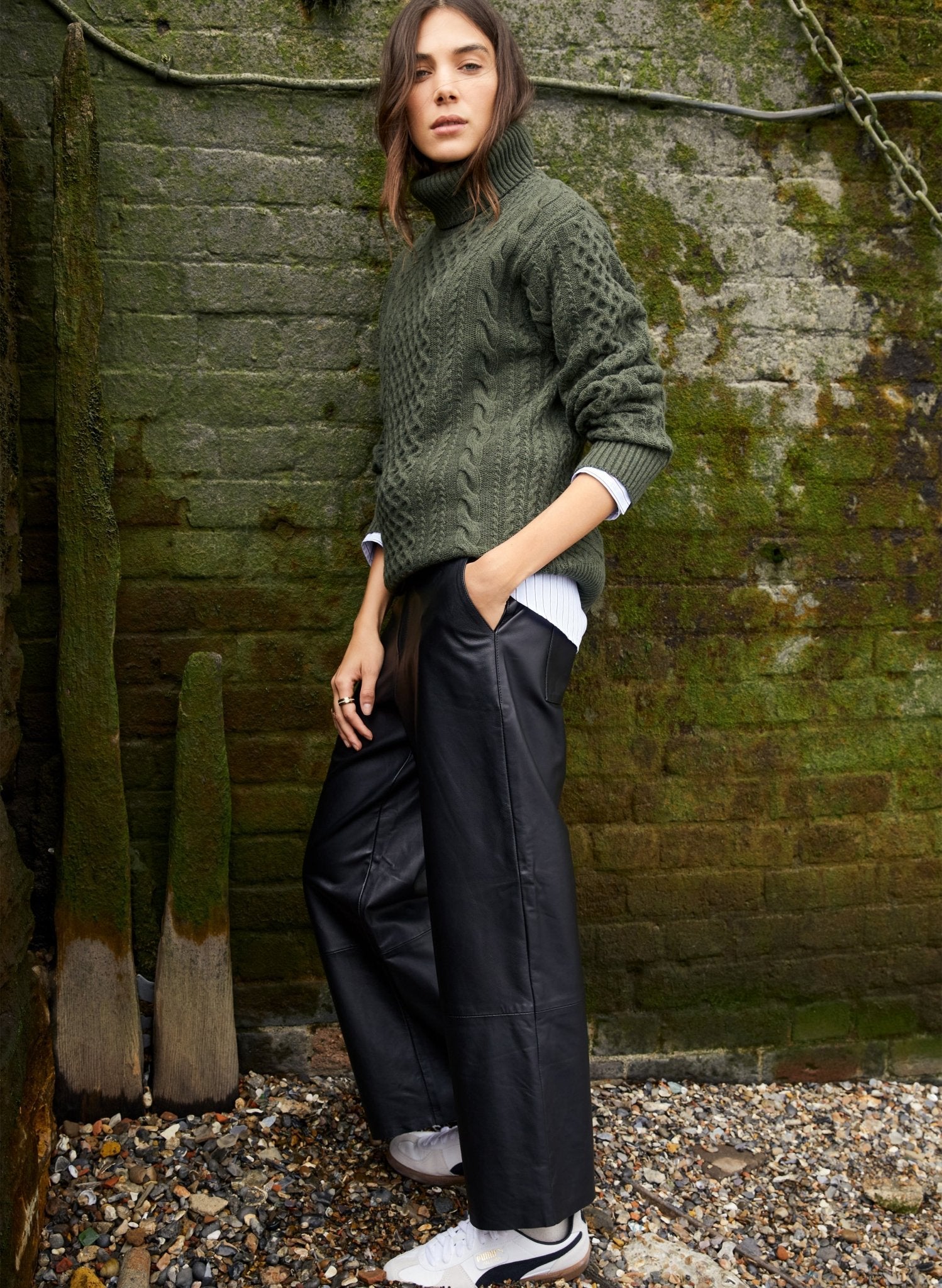 Sacha Leather Trousers - Caviar Black Baukjen