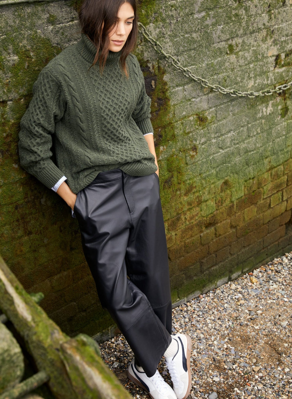 Sacha Leather Trousers - Caviar Black Baukjen