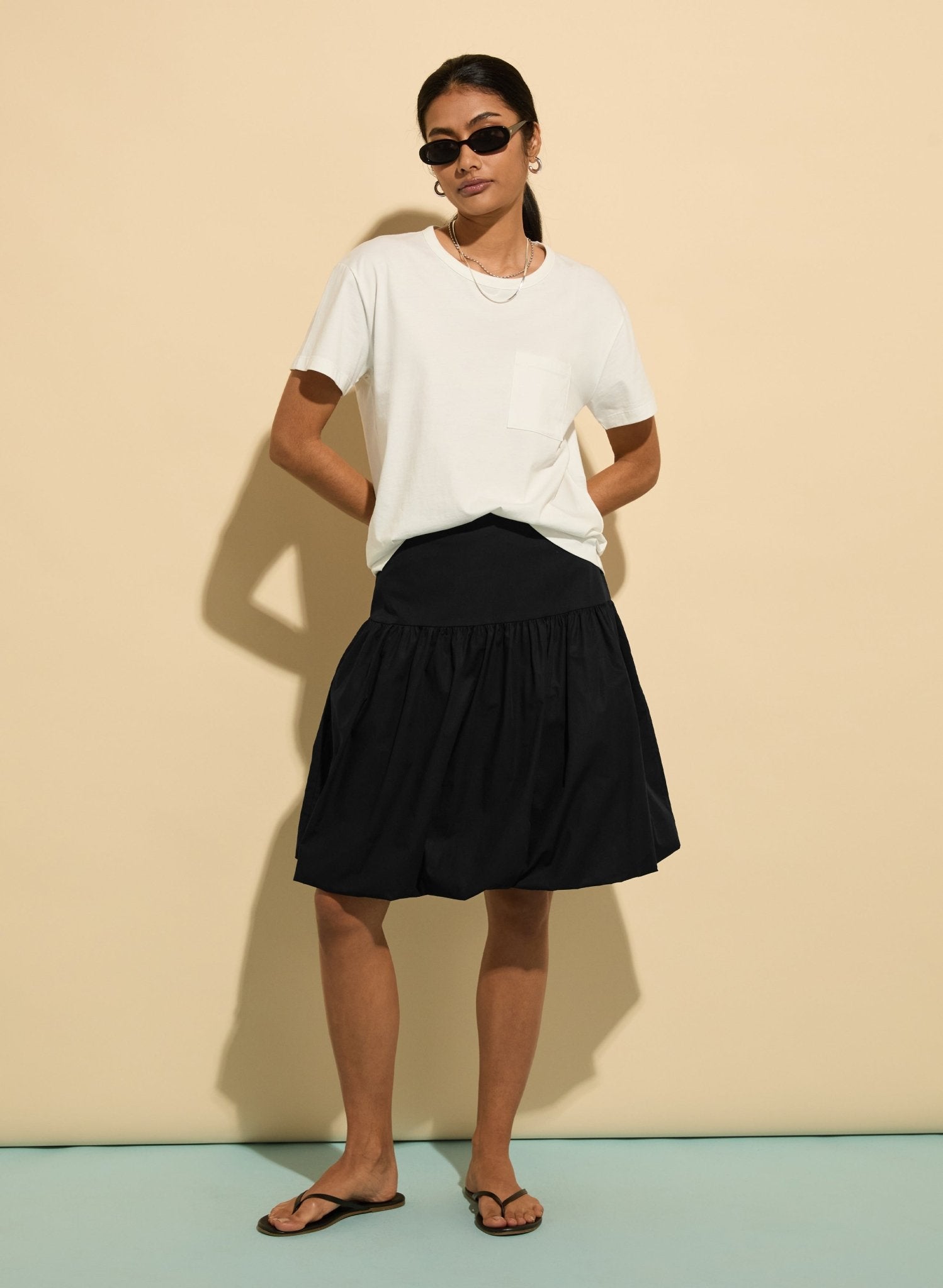 Saffy Organic Cotton Puffball Skirt - Caviar Black Baukjen