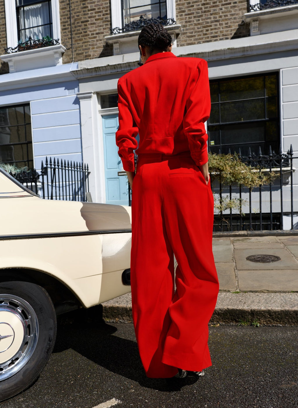 Safie Palazzo Sateen Trousers - Crimson Red Baukjen