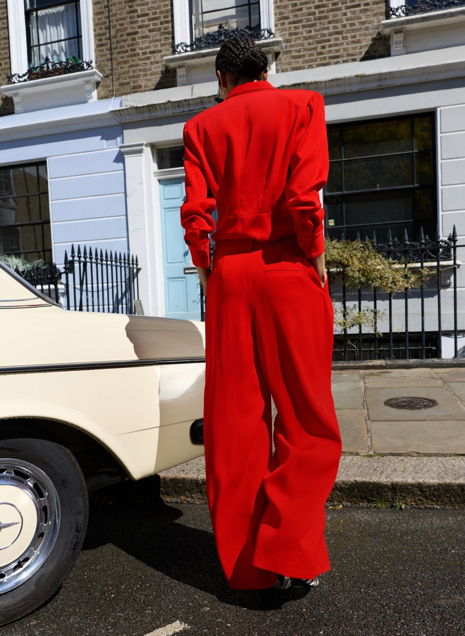 Safie Palazzo Sateen Trousers - Crimson Red Baukjen