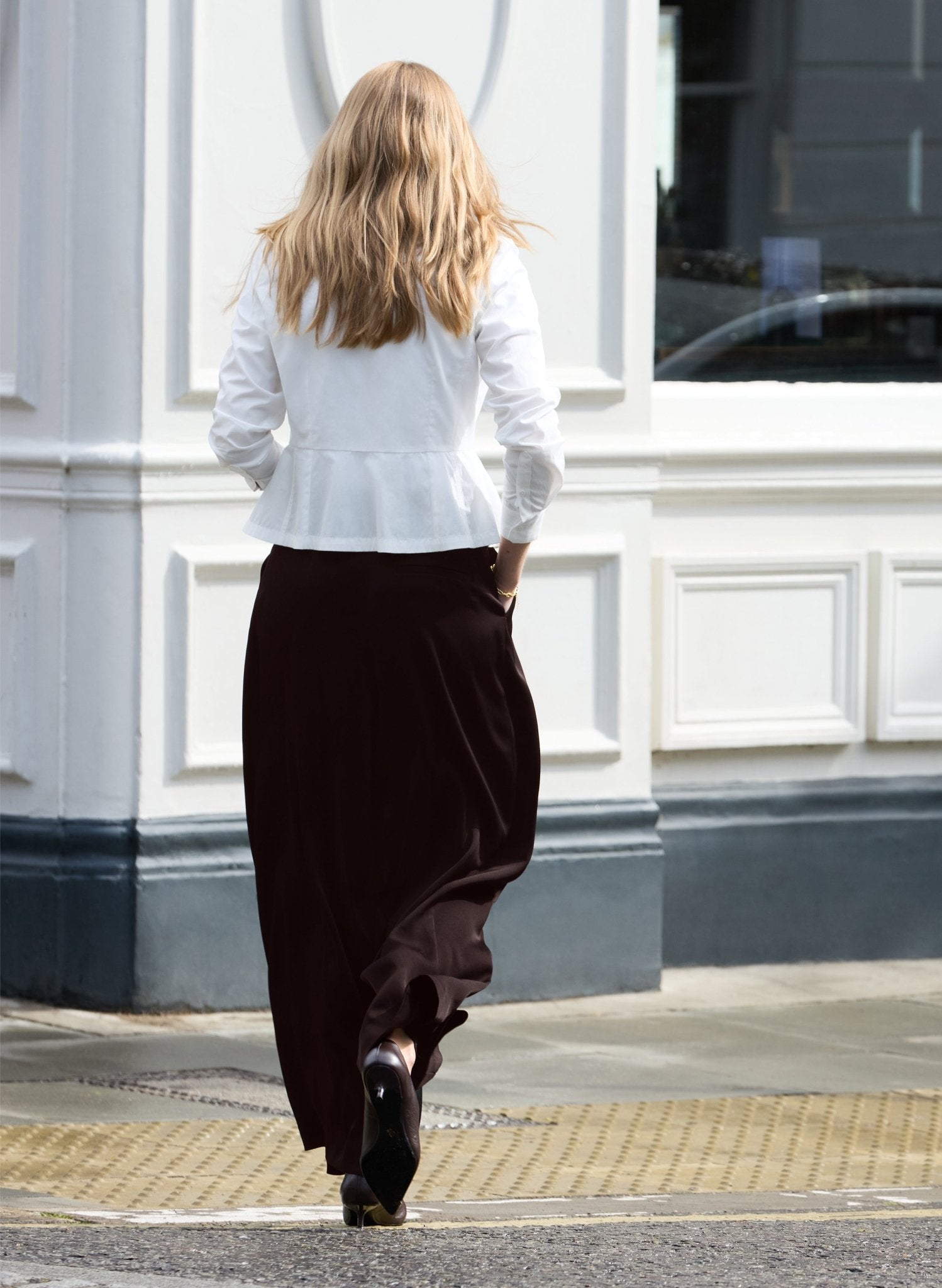 Safie Palazzo Sateen Trousers - Dark Chocolate Baukjen