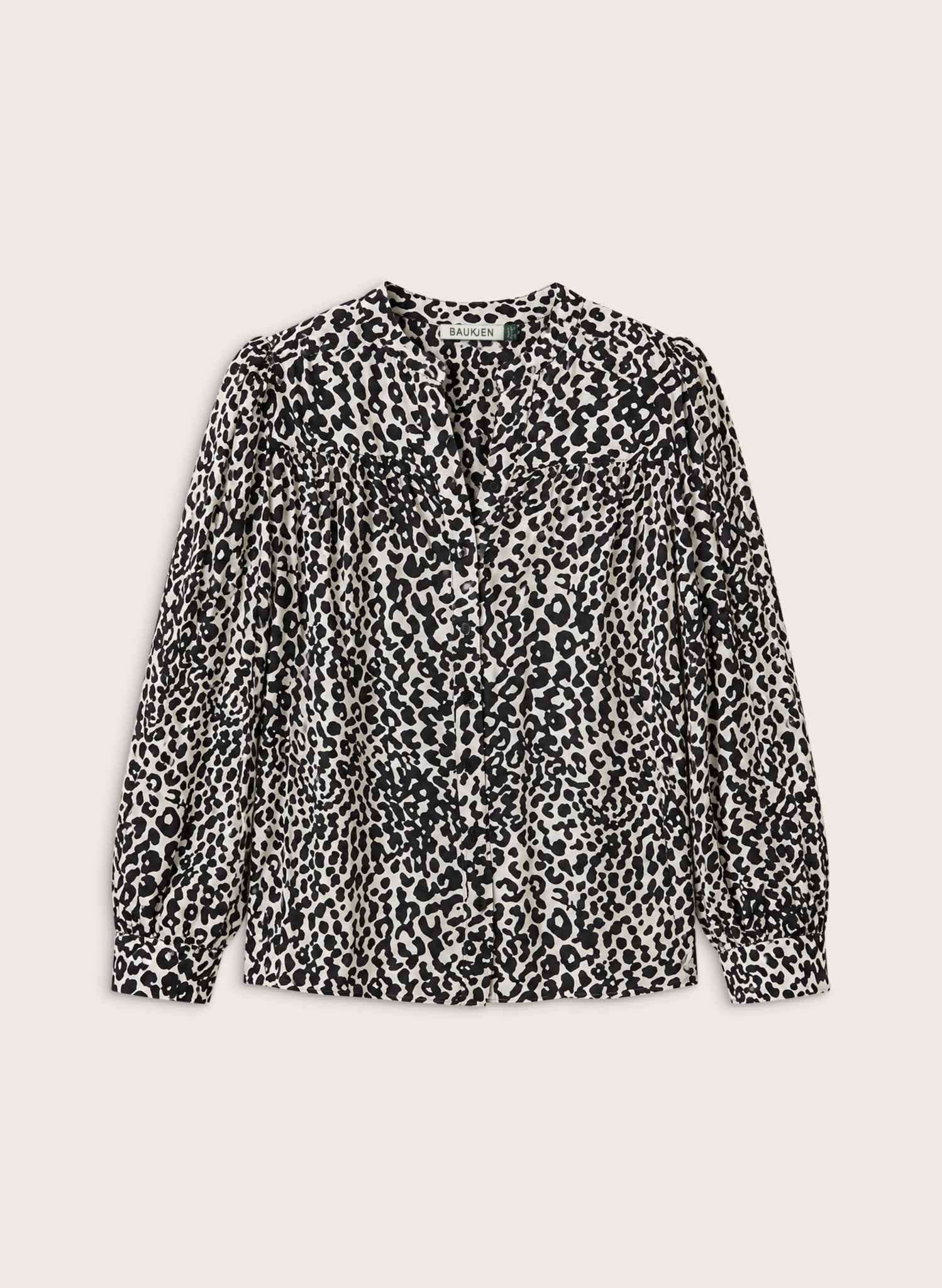 Sam Button Down Blouse - Black & White Leopard Baukjen