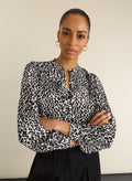 Sam Button Down Blouse - Black & White Leopard Baukjen