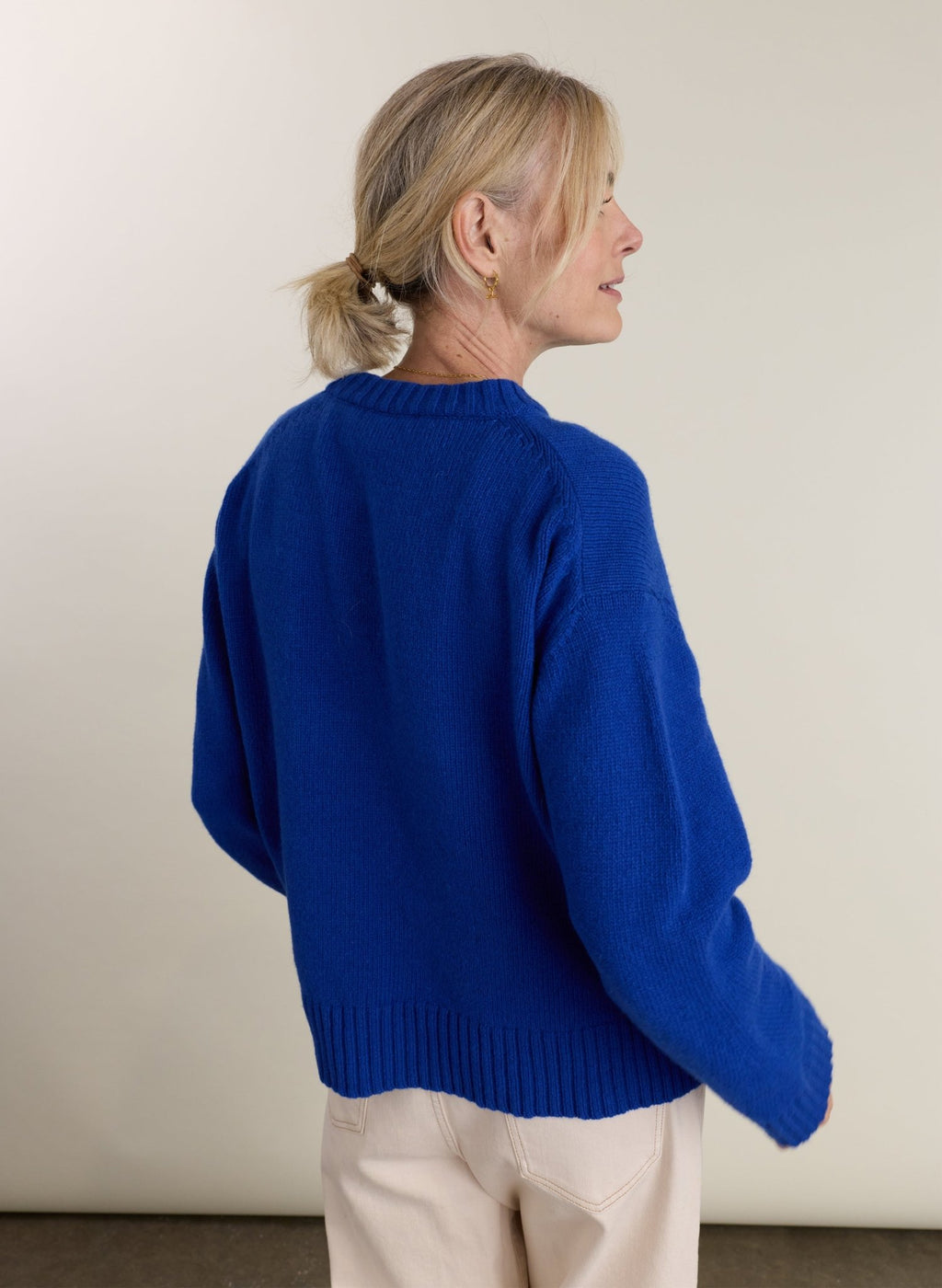 Sara Cashmere Crew Neck Jumper - Cobalt Blue Baukjen