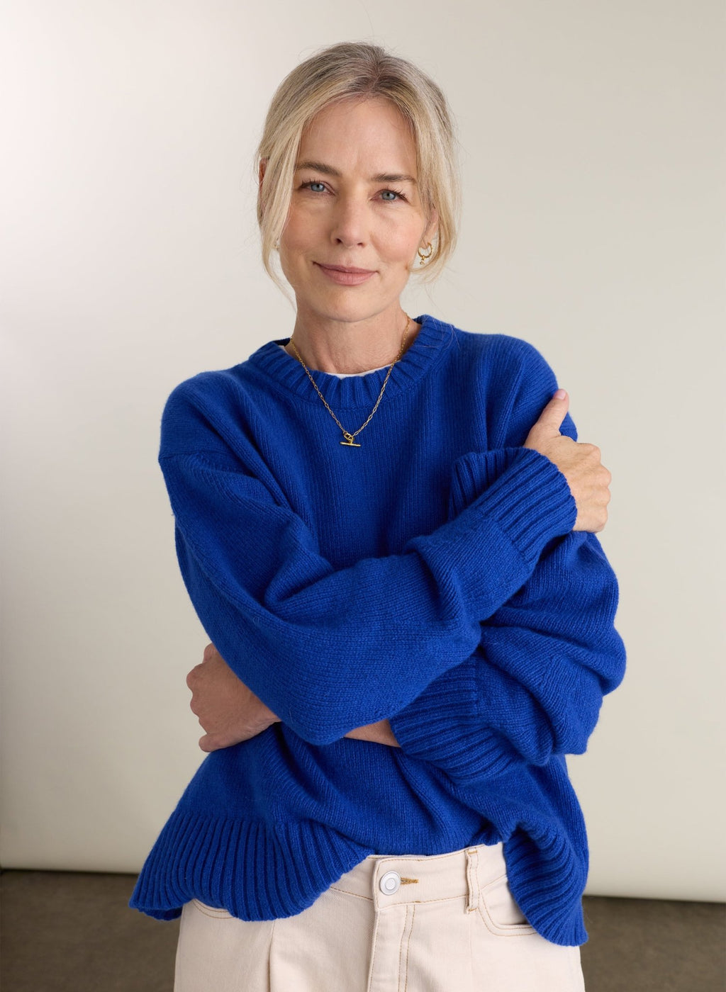 Sara Cashmere Crew Neck Jumper - Cobalt Blue Baukjen