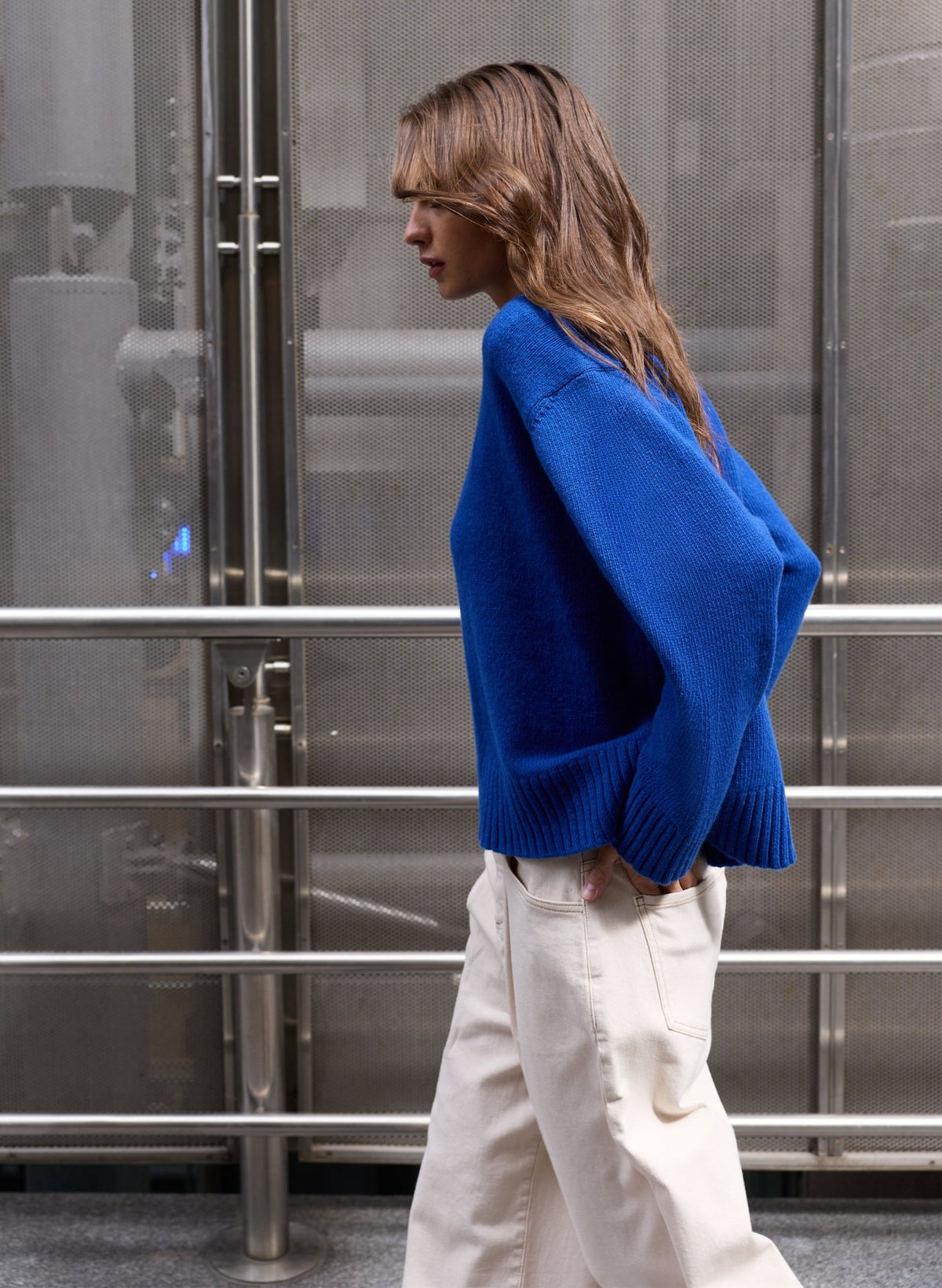 Sara Cashmere Crew Neck Jumper - Cobalt Blue Baukjen