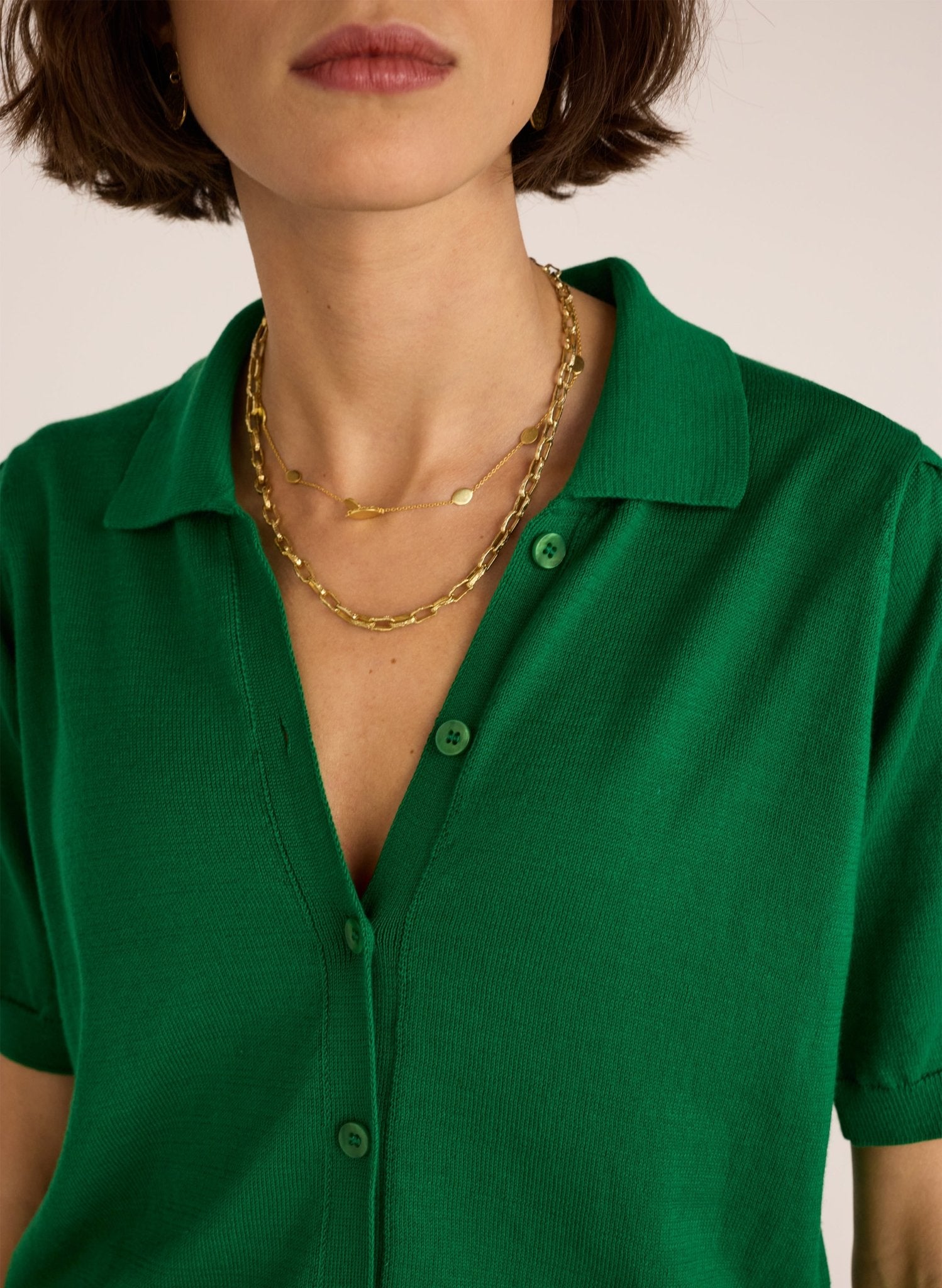 Sara Organic Cotton Short Sleeve Cardigan - Bright Emerald Baukjen