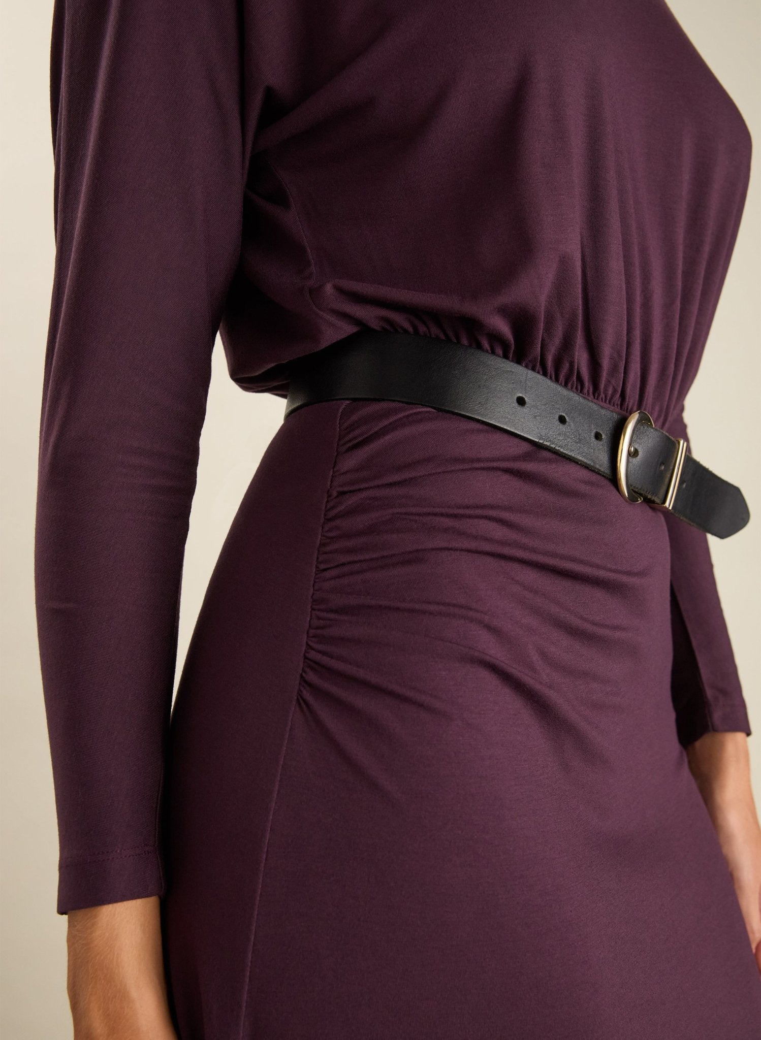 Sarah Jersey Midi Dress - Plum Baukjen