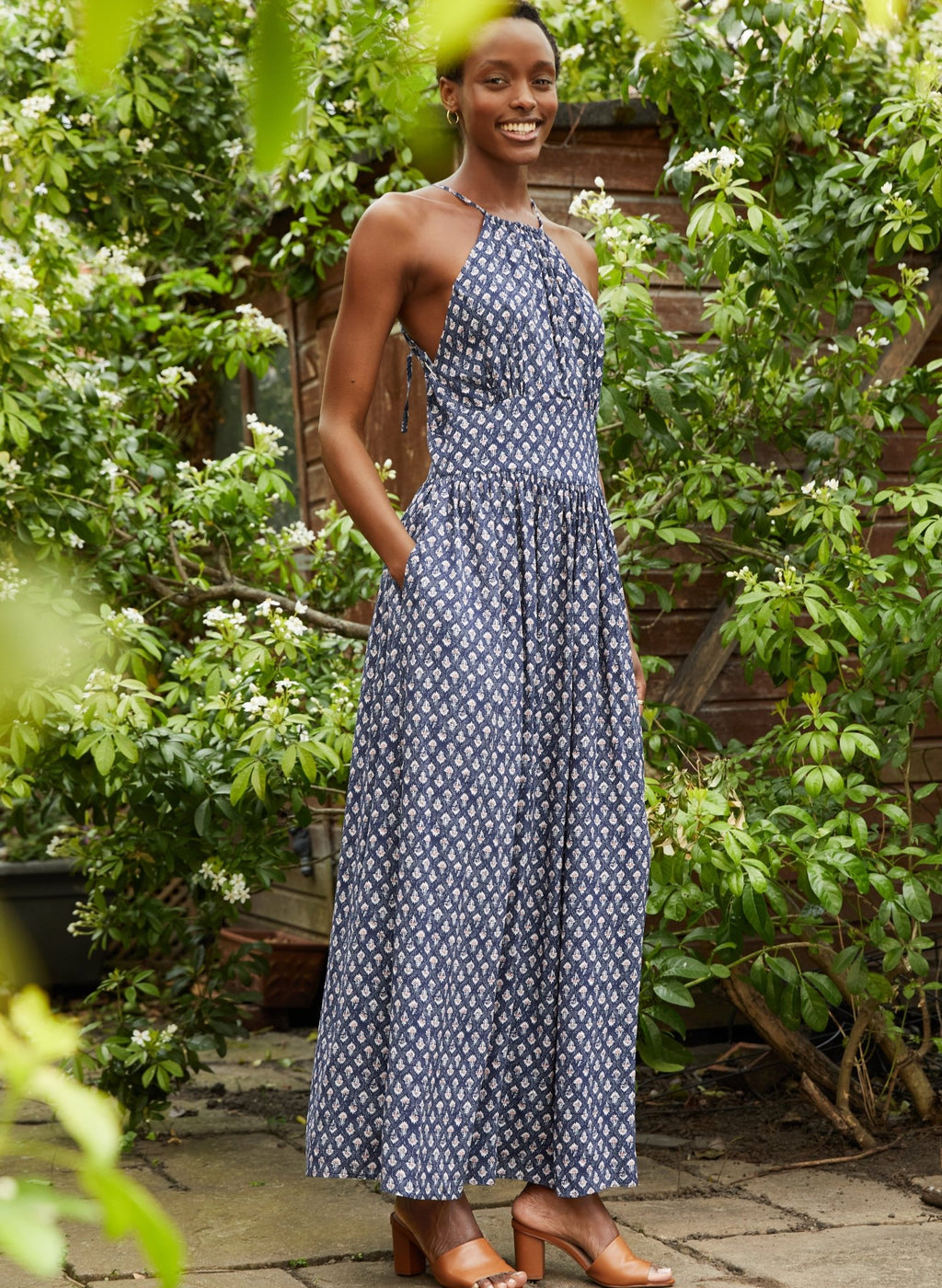 Sarai Dress with Lenzing™ Ecovero™ - Indigo Woodblock Baukjen