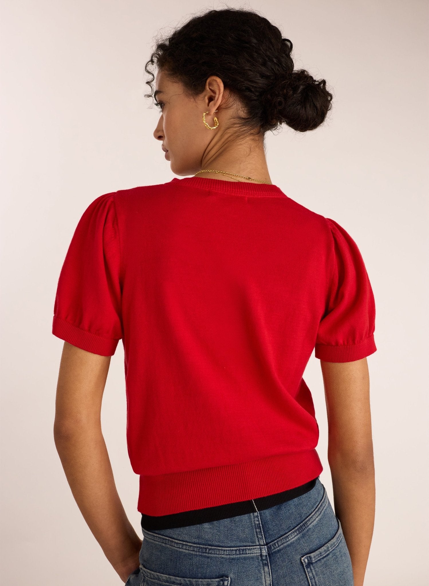 Sasha Organic Cotton Short Sleeve Cardigan - Crimson Red Baukjen