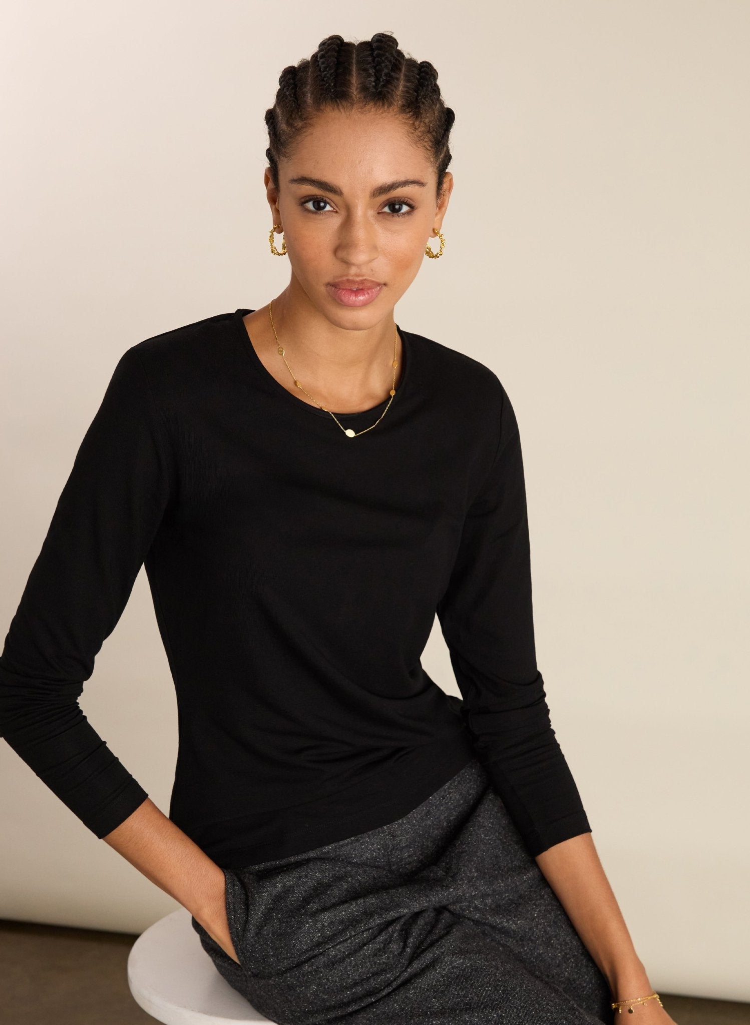 Shae Shoulder Pad Top - Caviar Black Baukjen