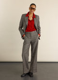 Sian Wide Leg Wool Trousers - Grey Check Baukjen