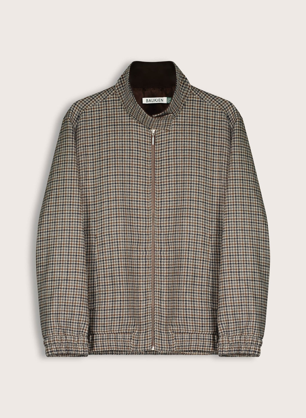 Sibel Wool Blend Tailored Bomber - Neutral Puppytooth Check Baukjen