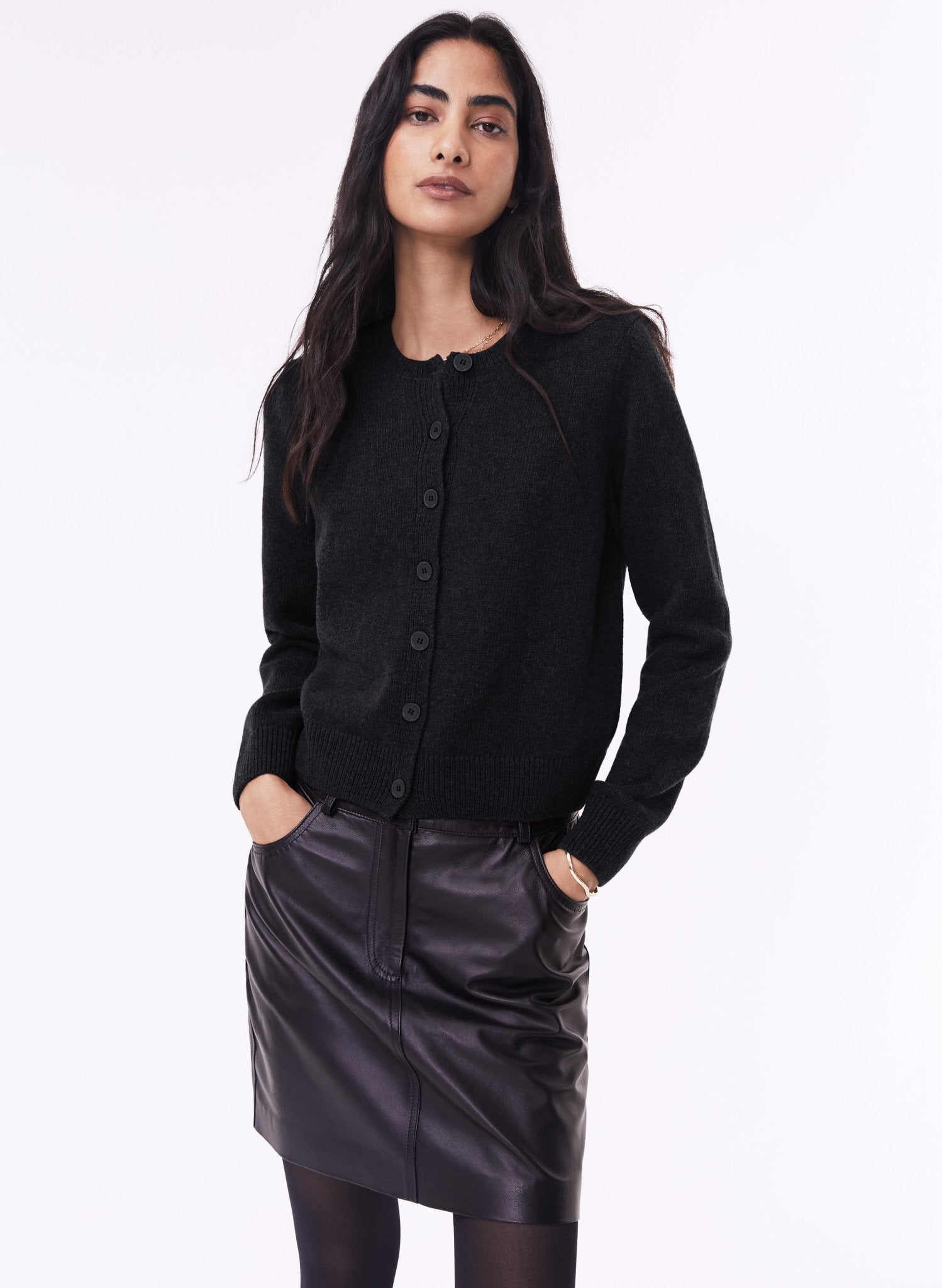 Solange Leather Skirt  - Caviar Black Baukjen
