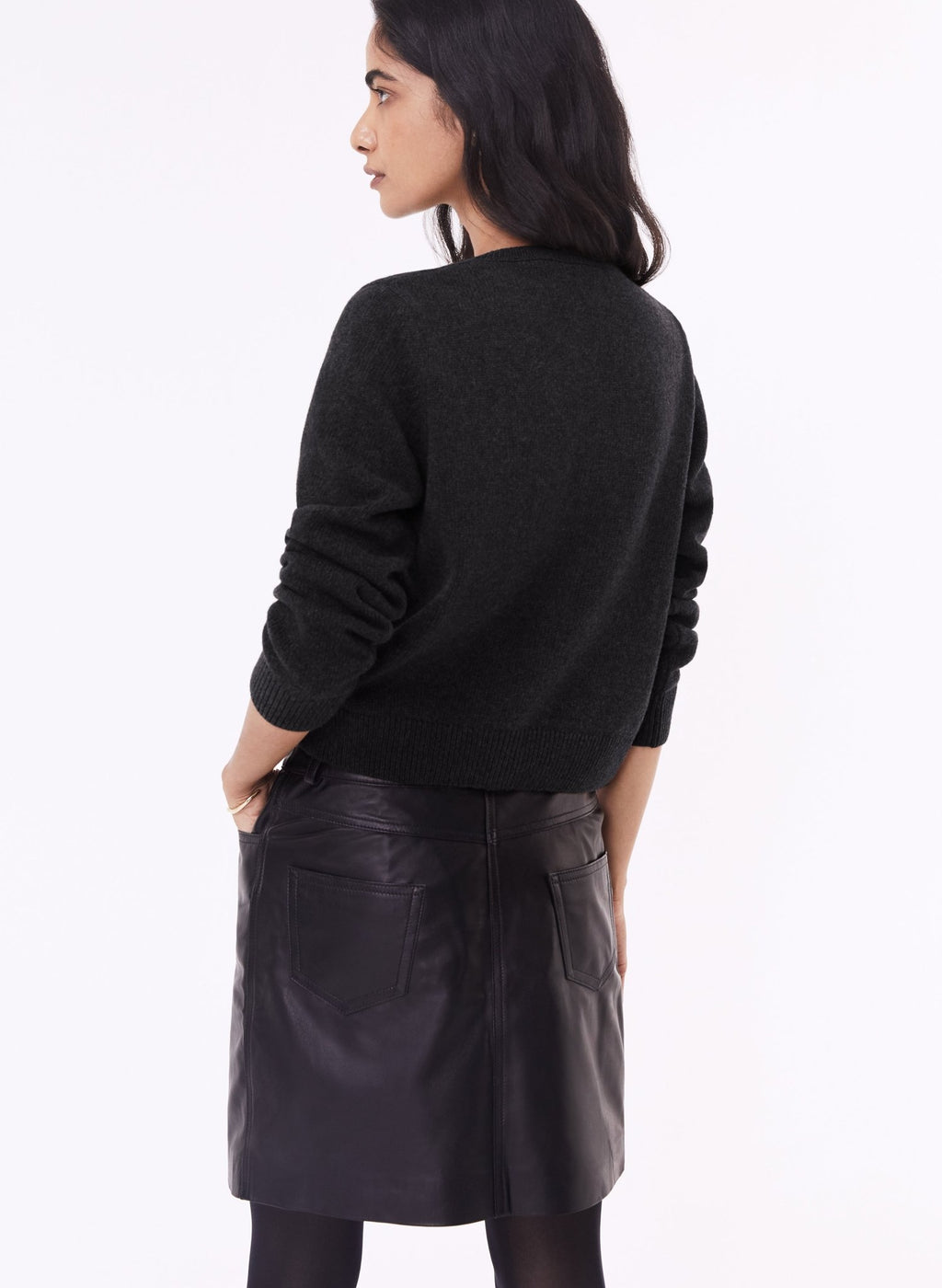 Solange Leather Skirt  - Caviar Black Baukjen