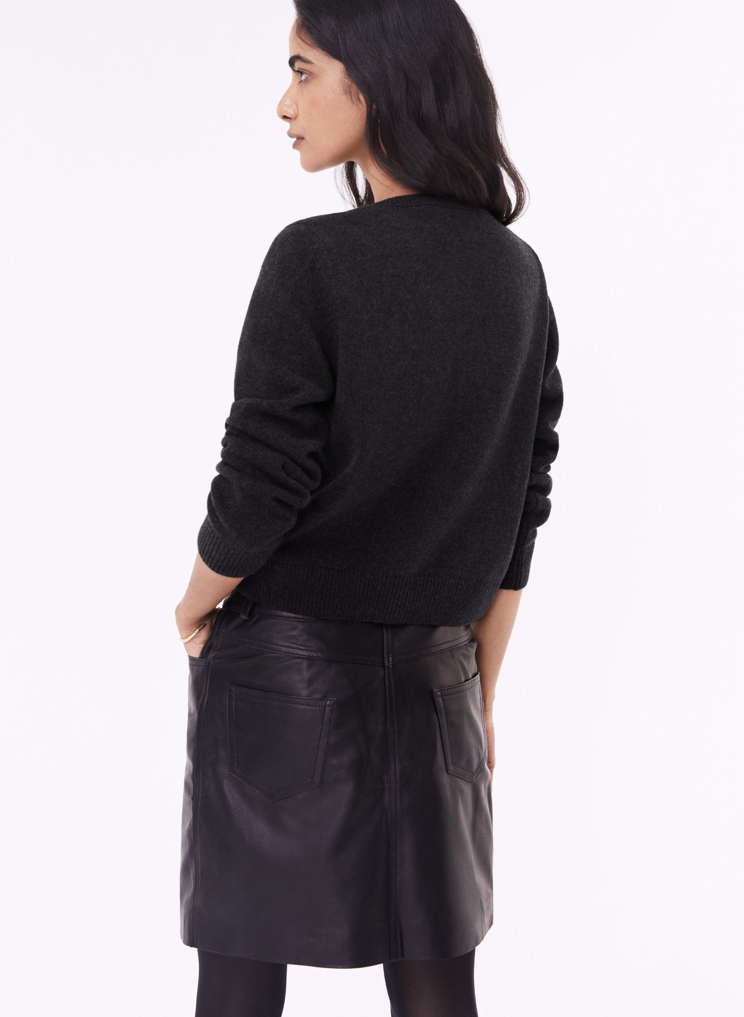 Solange Leather Skirt  - Caviar Black Baukjen