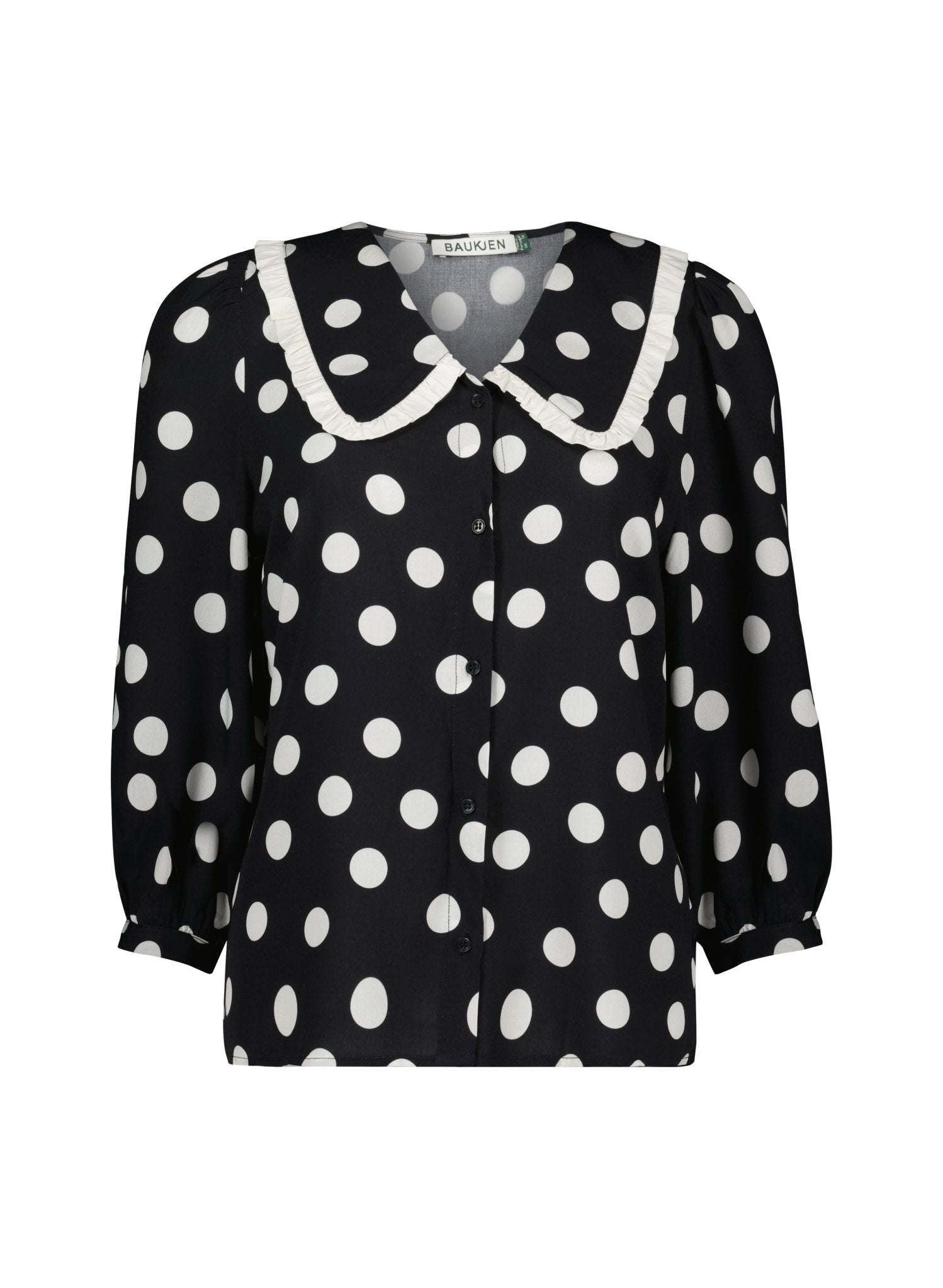 Sosha Printed Collar Detail Blouse - Black Polka Dot Print Baukjen