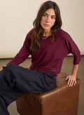 Spenser Relaxed Boat Neck Top - Burgundy Baukjen