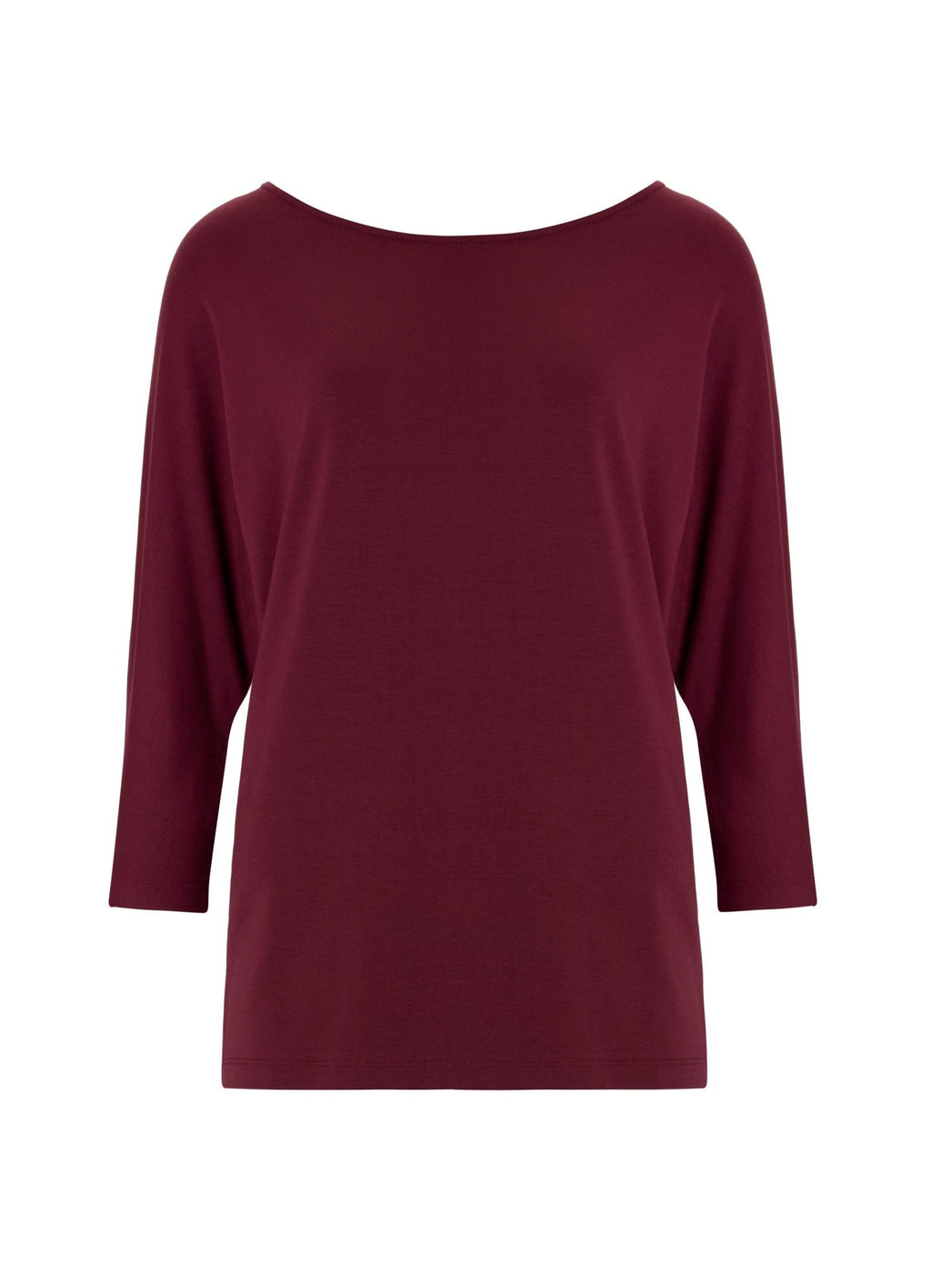 Spenser Relaxed Boat Neck Top - Burgundy Baukjen