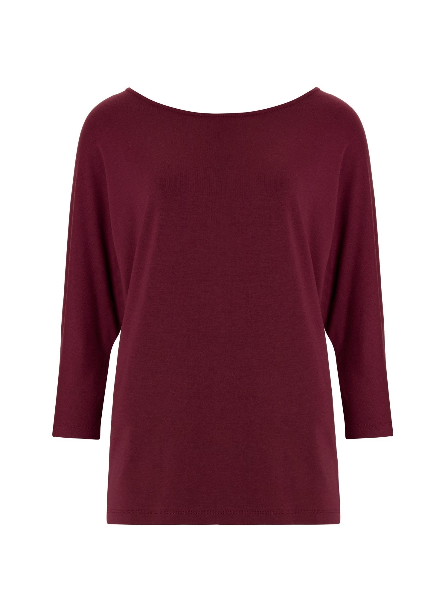 Spenser Relaxed Boat Neck Top - Burgundy Baukjen