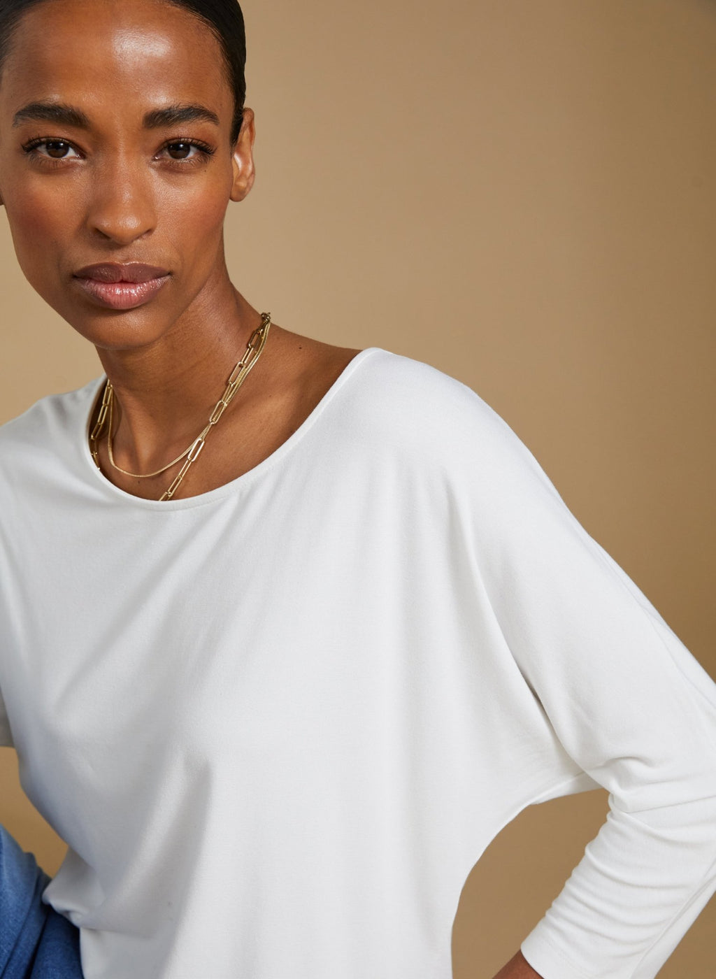 Spenser Relaxed Boat Neck Top - Pure White Baukjen