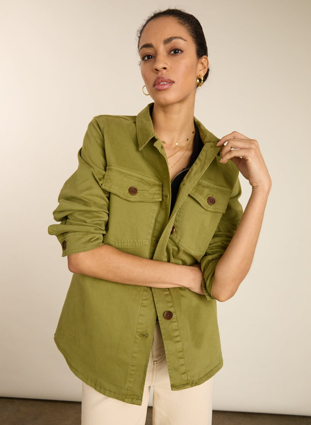 Stella Organic Cotton Jacket - Light Olive Baukjen