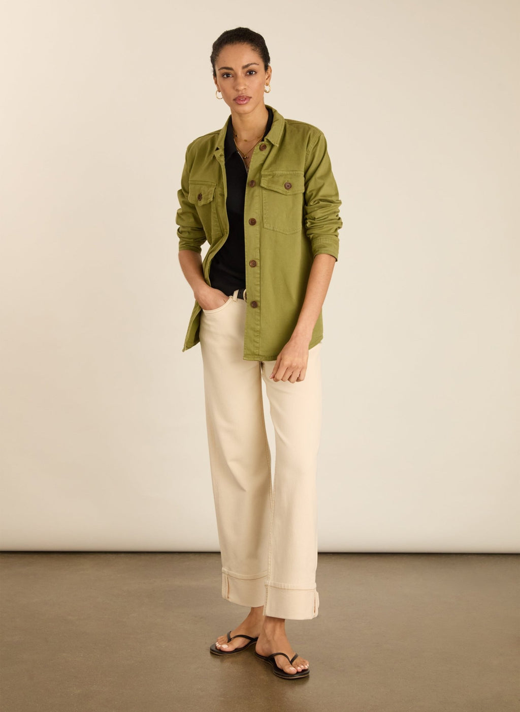 Stella Organic Cotton Jacket - Light Olive Baukjen