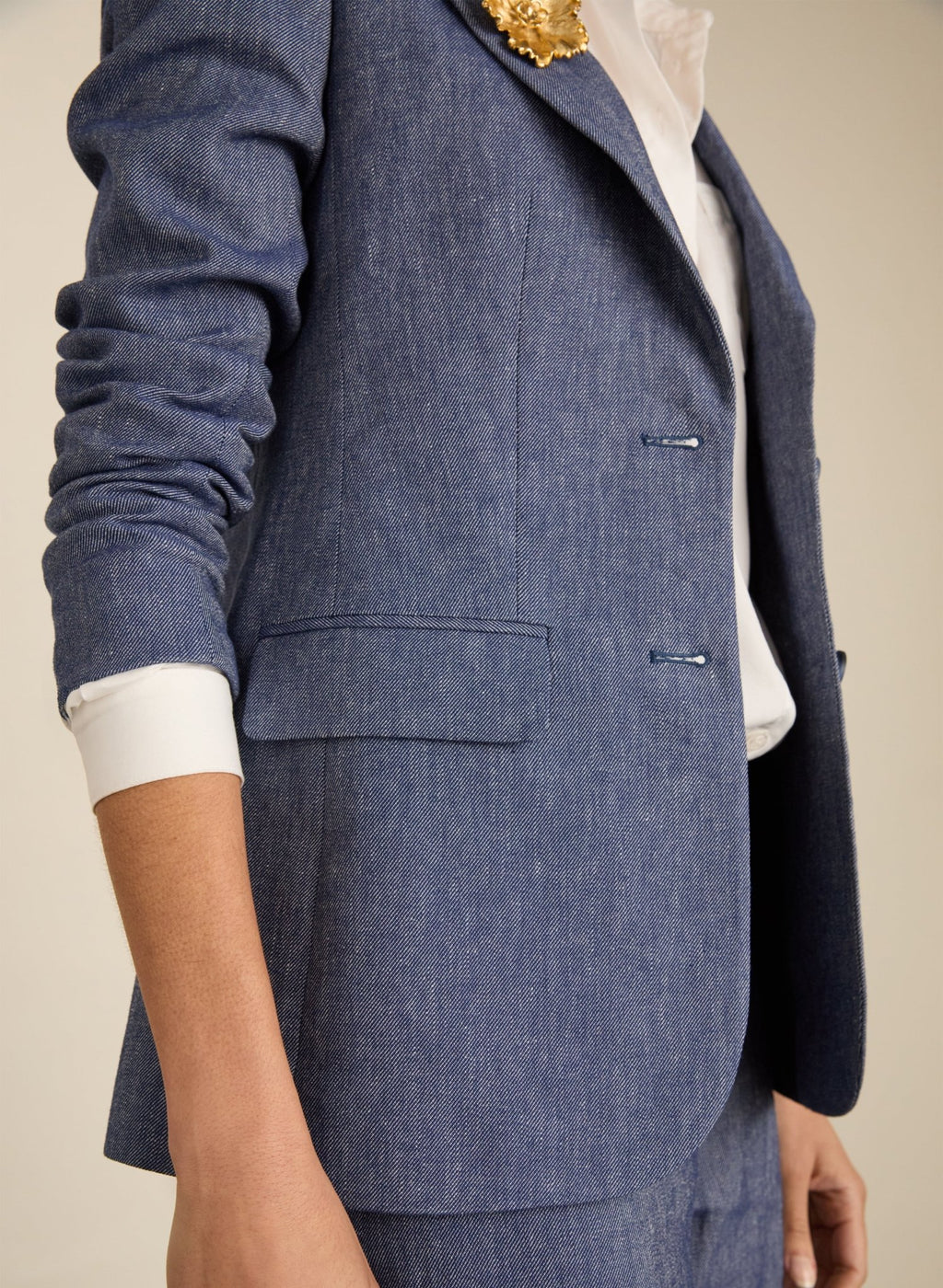 Stina Linen Blazer - Indigo Baukjen