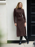 Suki Strong Shoulder Dress - Dark Chocolate Baukjen