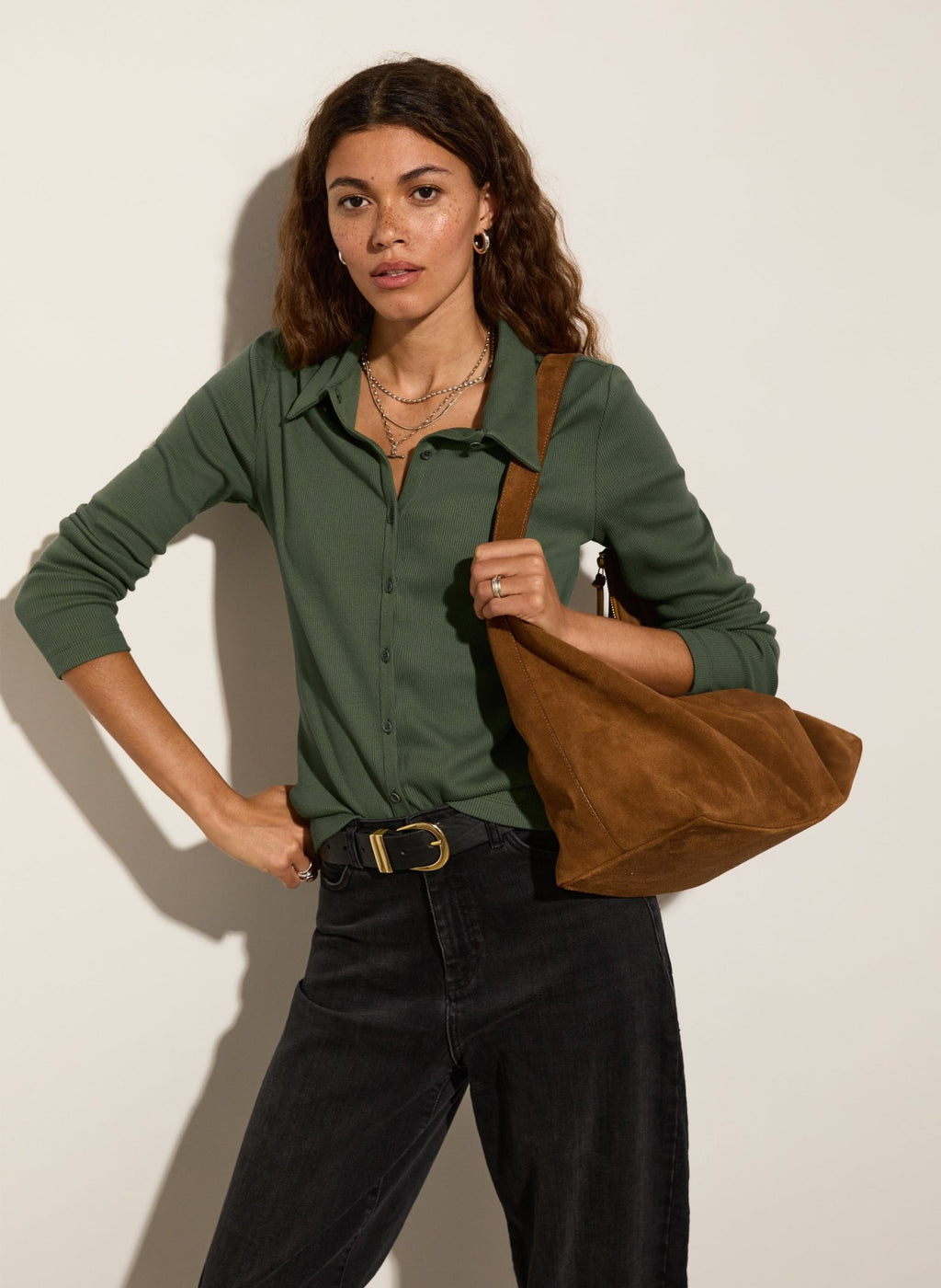 Susan Organic Cotton Button Down Top - Light Khaki Baukjen