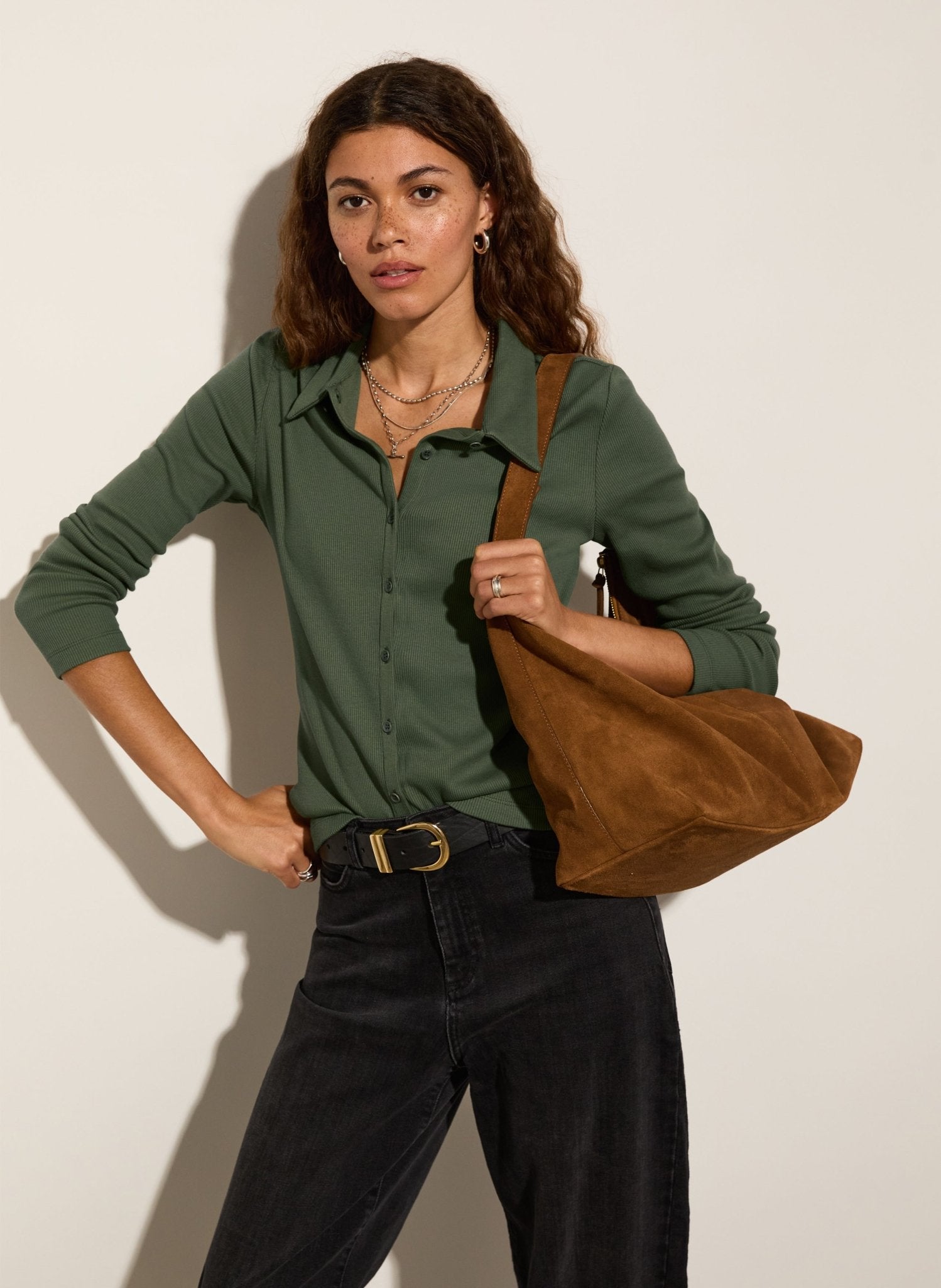 Susan Organic Cotton Button Down Top - Light Khaki Baukjen