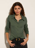 Susan Organic Cotton Button Down Top - Light Khaki Baukjen
