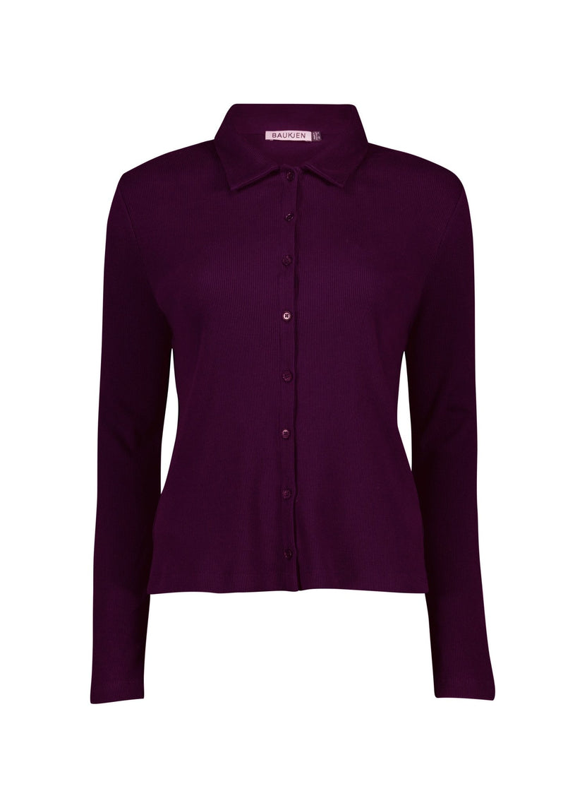 Susan Organic Cotton Button Down Top - Plum | Baukjen