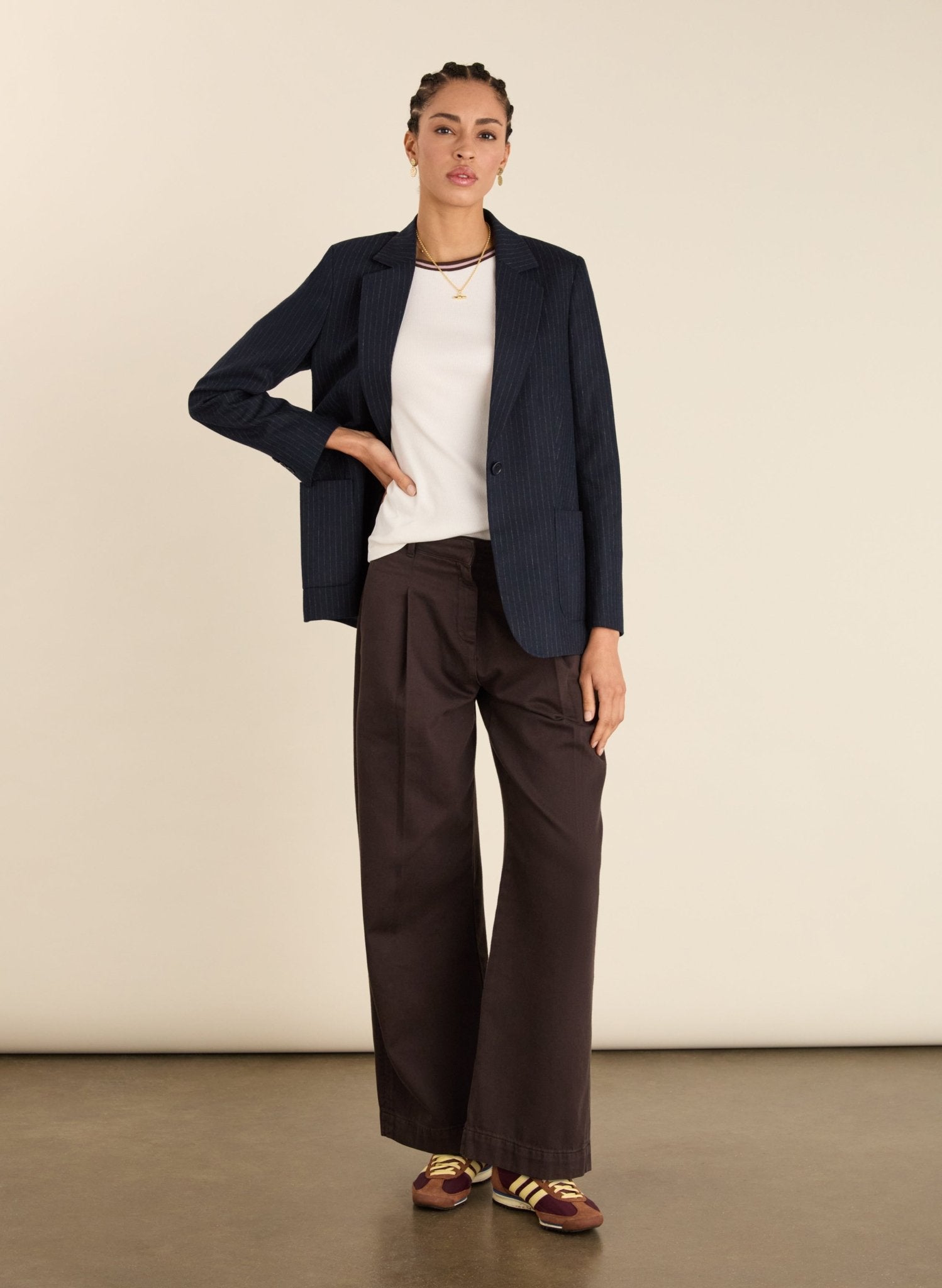 Sylvie Organic Cotton Rib Crew Neck Tee - Cream Baukjen