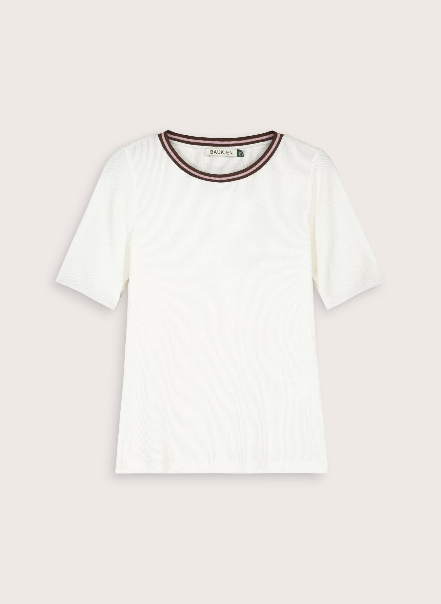 Sylvie Organic Cotton Rib Crew Neck Tee - Cream Baukjen