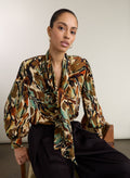 Tamara Printed Blouse - Brown Abstract Baukjen