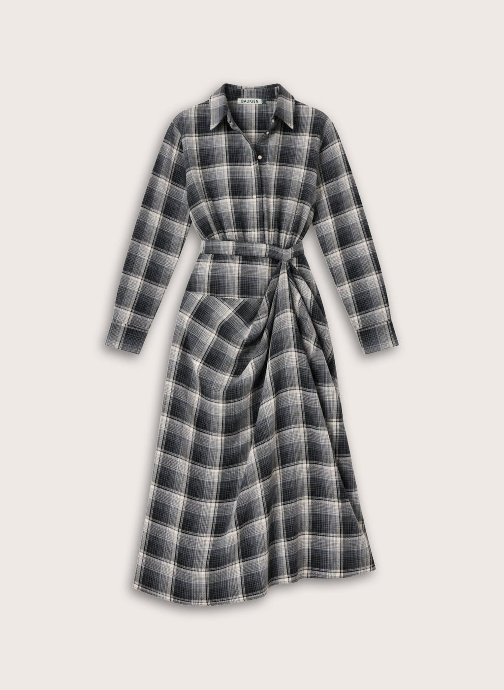 Tami Check Shirt Dress - Grey Check Baukjen